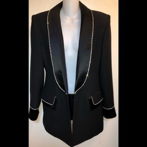 Vintage Solini Black Rhinestone Blazer Size 4